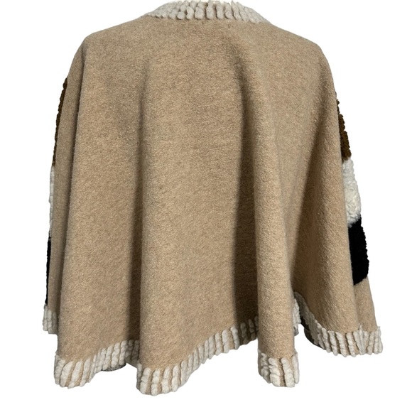 A.N.A. Multicolor Sherpa Jacket Cape Belted Tie Up One Size Fits Most New - Picture 7 of 9